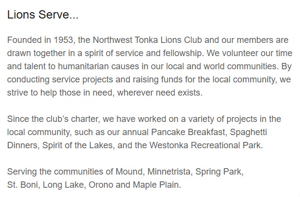 Tonka Lions Info